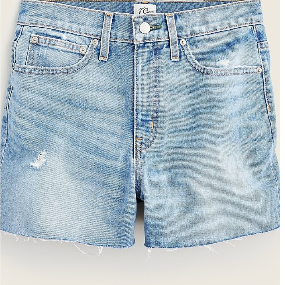 J. Crew Blue Jean Shorts High-Waisted Distressed
